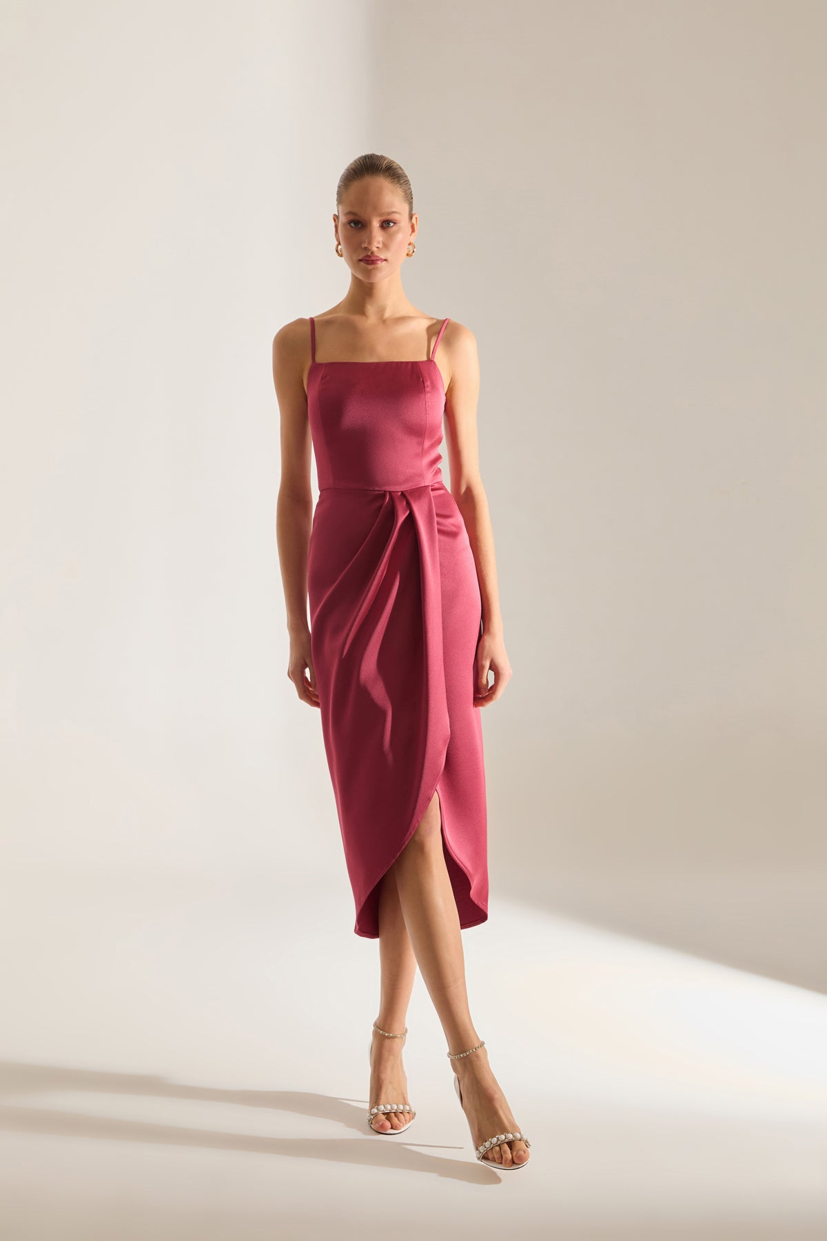 Solomia Drapeli Strap Dress VENETIAN RED Evening Gown