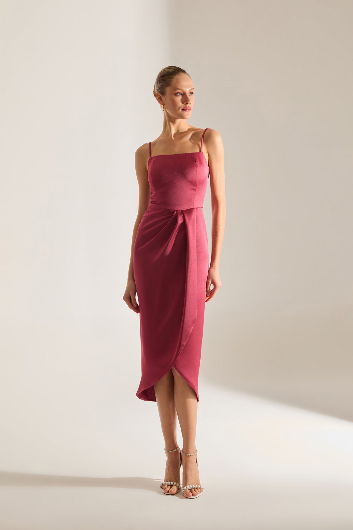 Solomia Drapeli Strap Dress VENETIAN RED Evening Gown