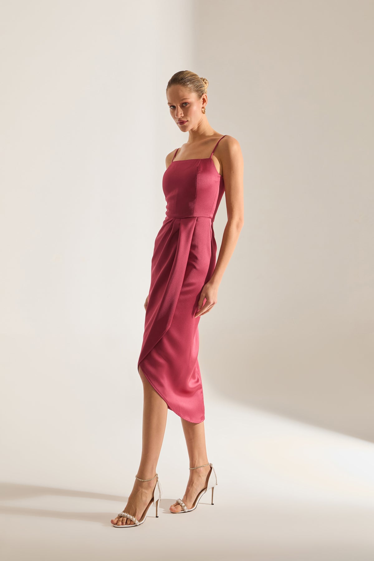 Solomia Drapeli Strap Dress VENETIAN RED Evening Gown