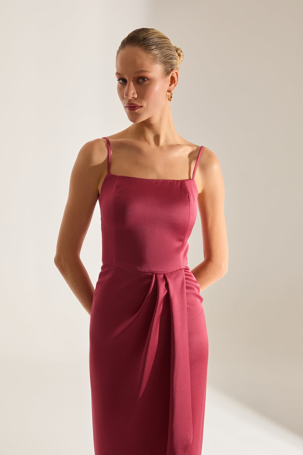 Solomia Drapeli Strap Dress VENETIAN RED Evening Gown