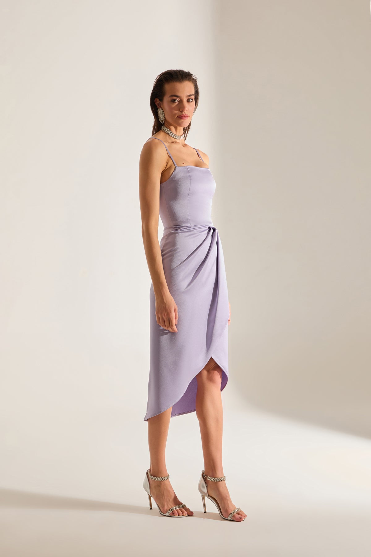 Solomia Drapeli Strap Dress LIGHT LILAC Evening Gown