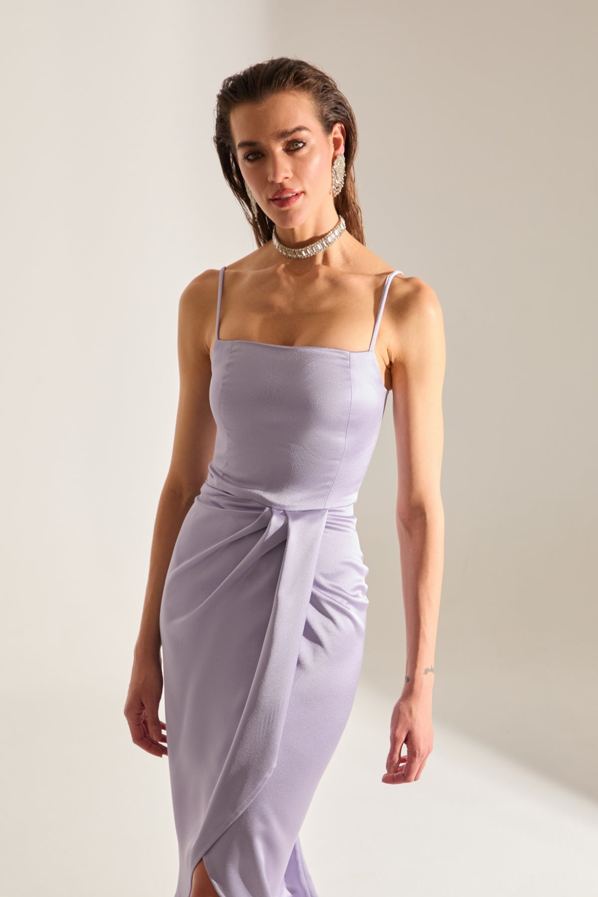 Solomia Drapeli Strap Dress LIGHT LILAC Evening Gown