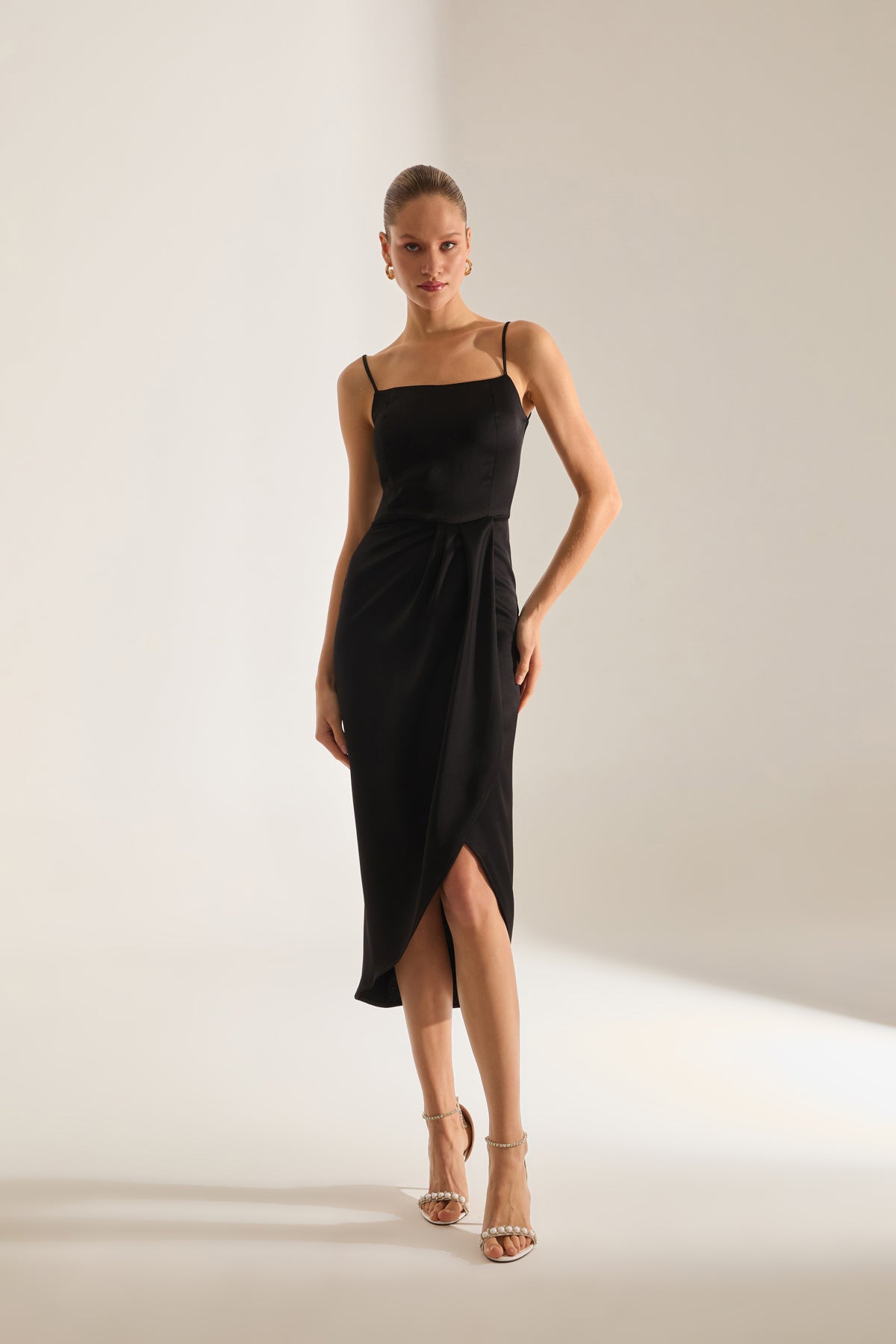 Solomia Drapeli Strapless BLACK Evening Dress