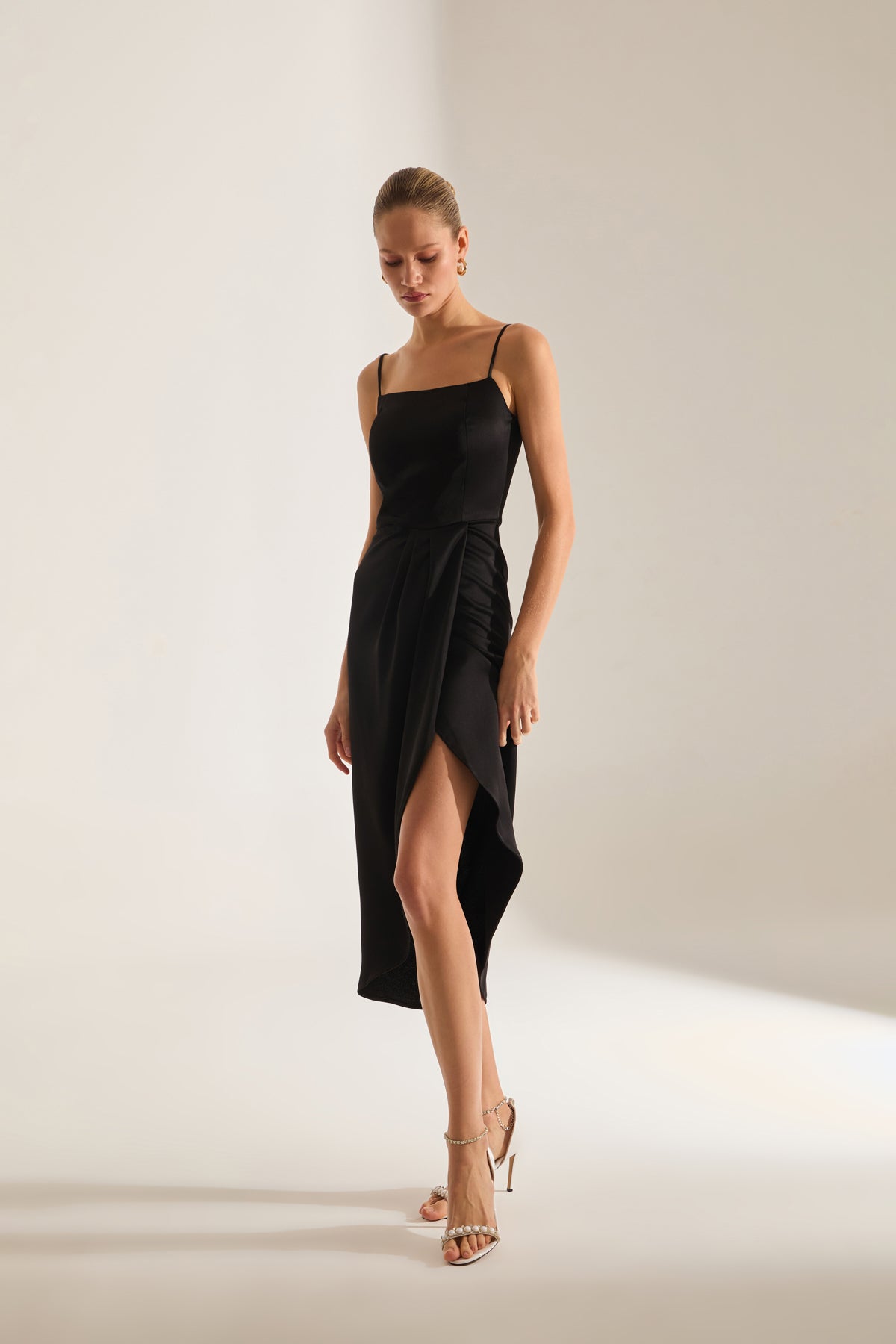 Solomia Drapeli Strapless BLACK Evening Dress