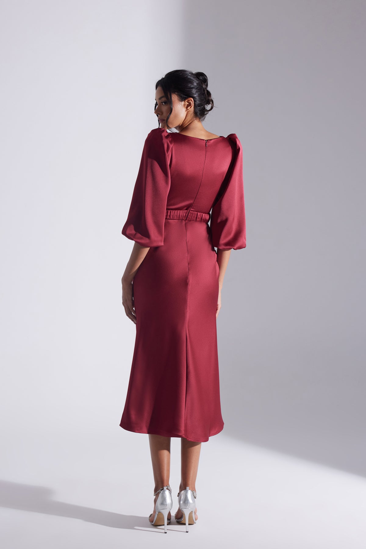 Diana Stone Belted DARK RED Dress