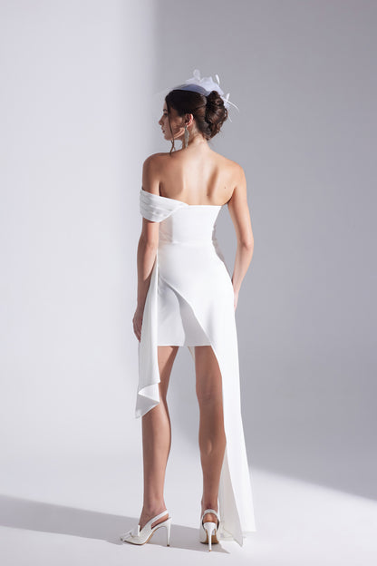 MELDA BEYAZ Asymmetric Satin Dress