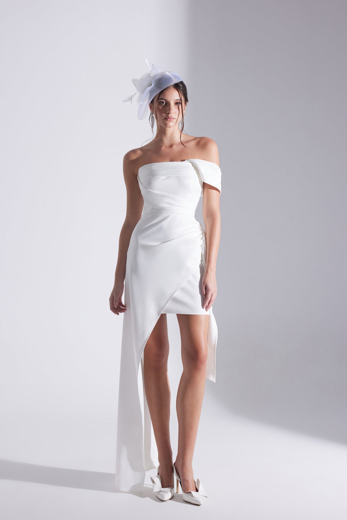MELDA BEYAZ Asymmetric Satin Dress