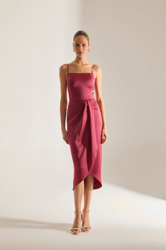 Solomia Drapeli Strap Dress VENETIAN RED Evening Gown