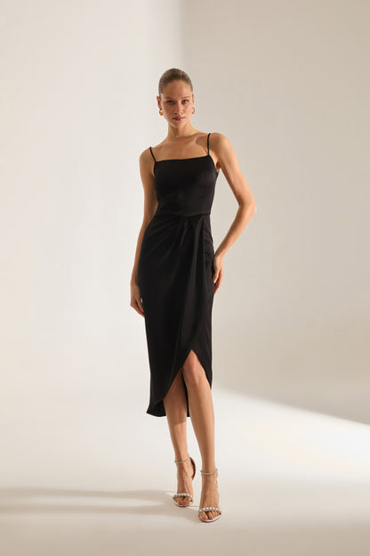 Solomia Drapeli Strapless BLACK Evening Dress