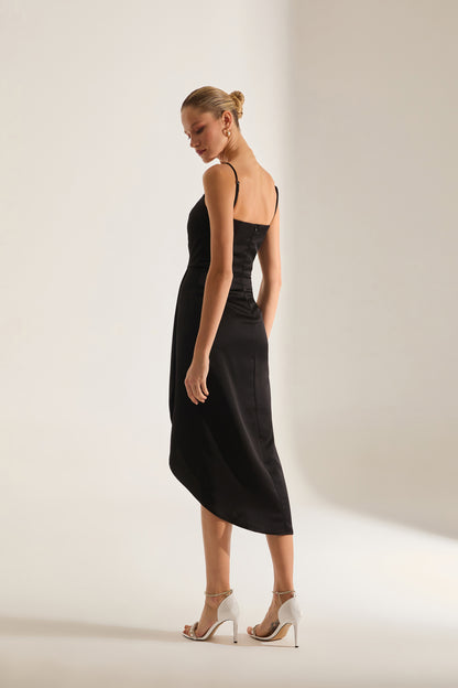 Solomia Drapeli Strapless BLACK Evening Dress