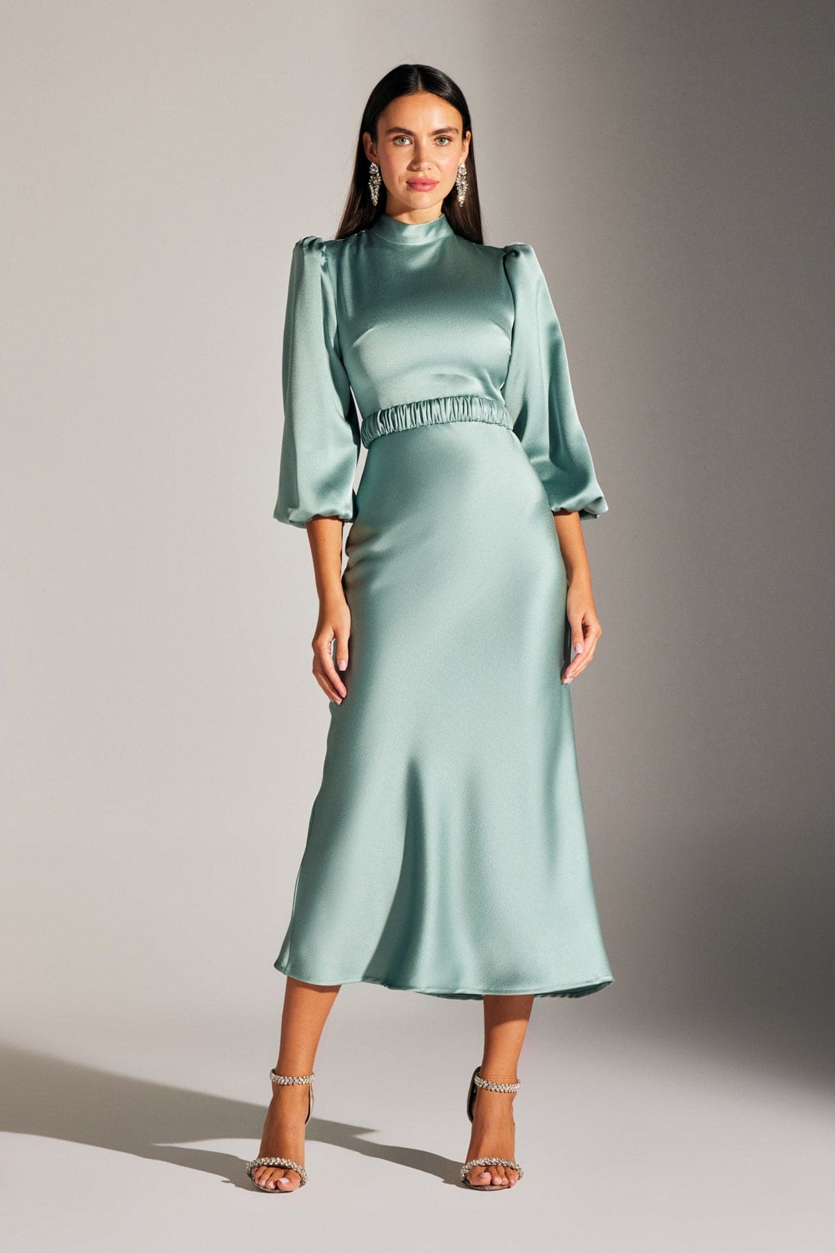 BERTHE HAKİM YAKA WASSERGRÜN KLEID