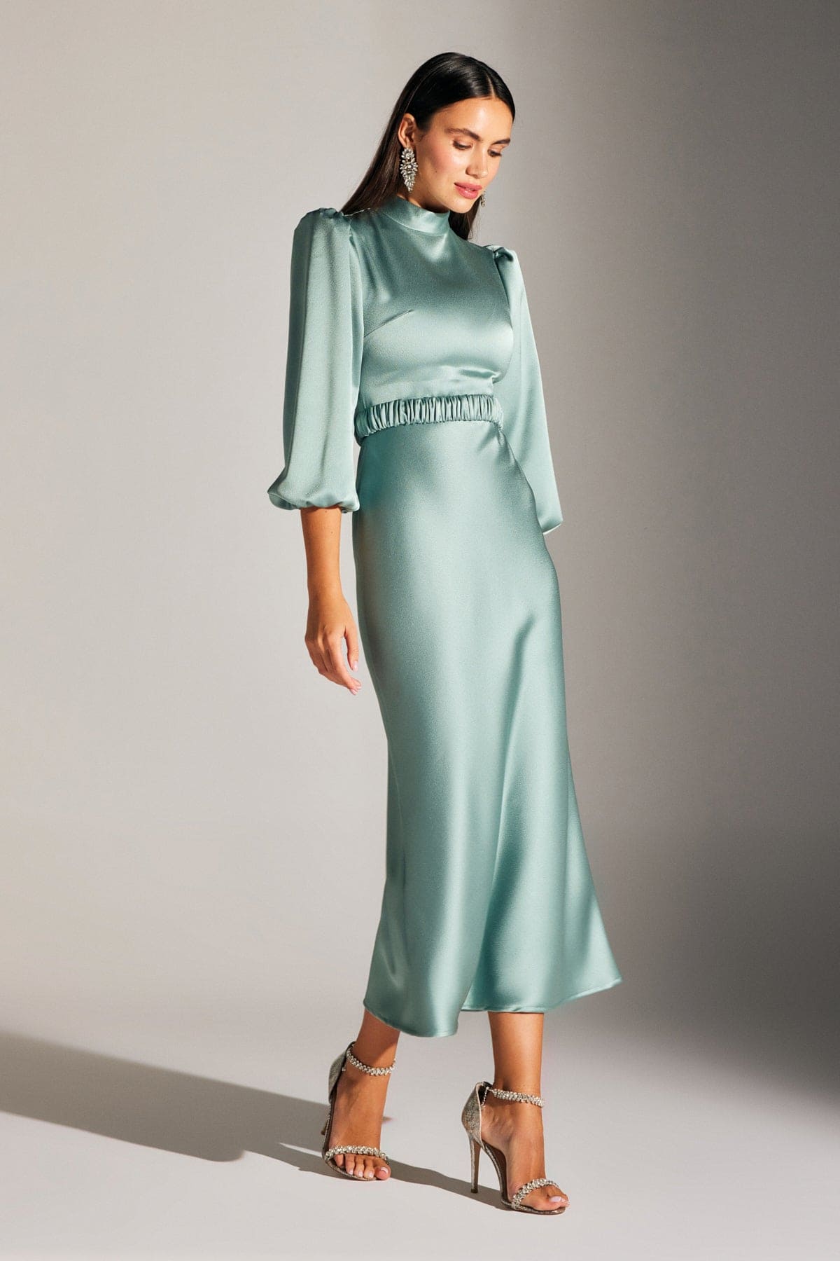 BERTHE HAKİM YAKA WASSERGRÜN KLEID