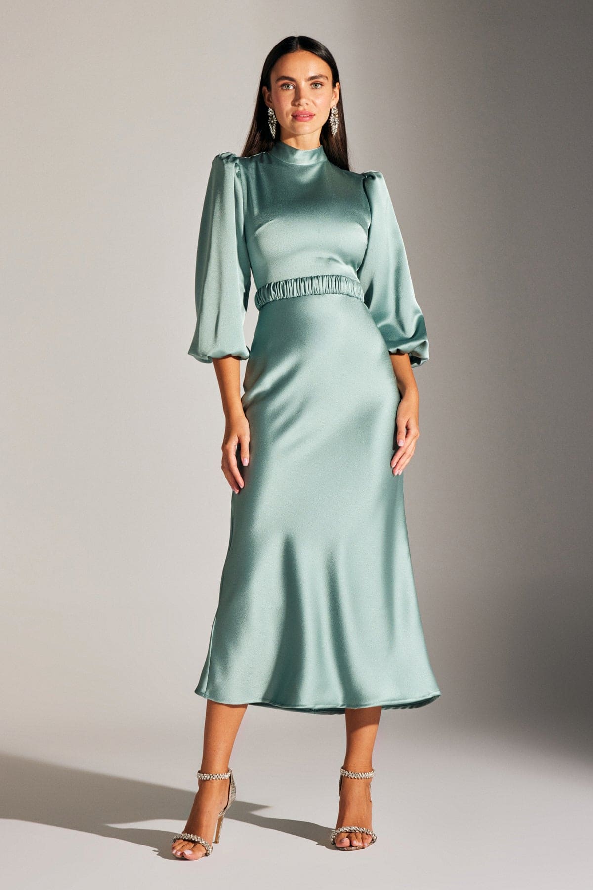 BERTHE HAKİM YAKA WASSERGRÜN KLEID