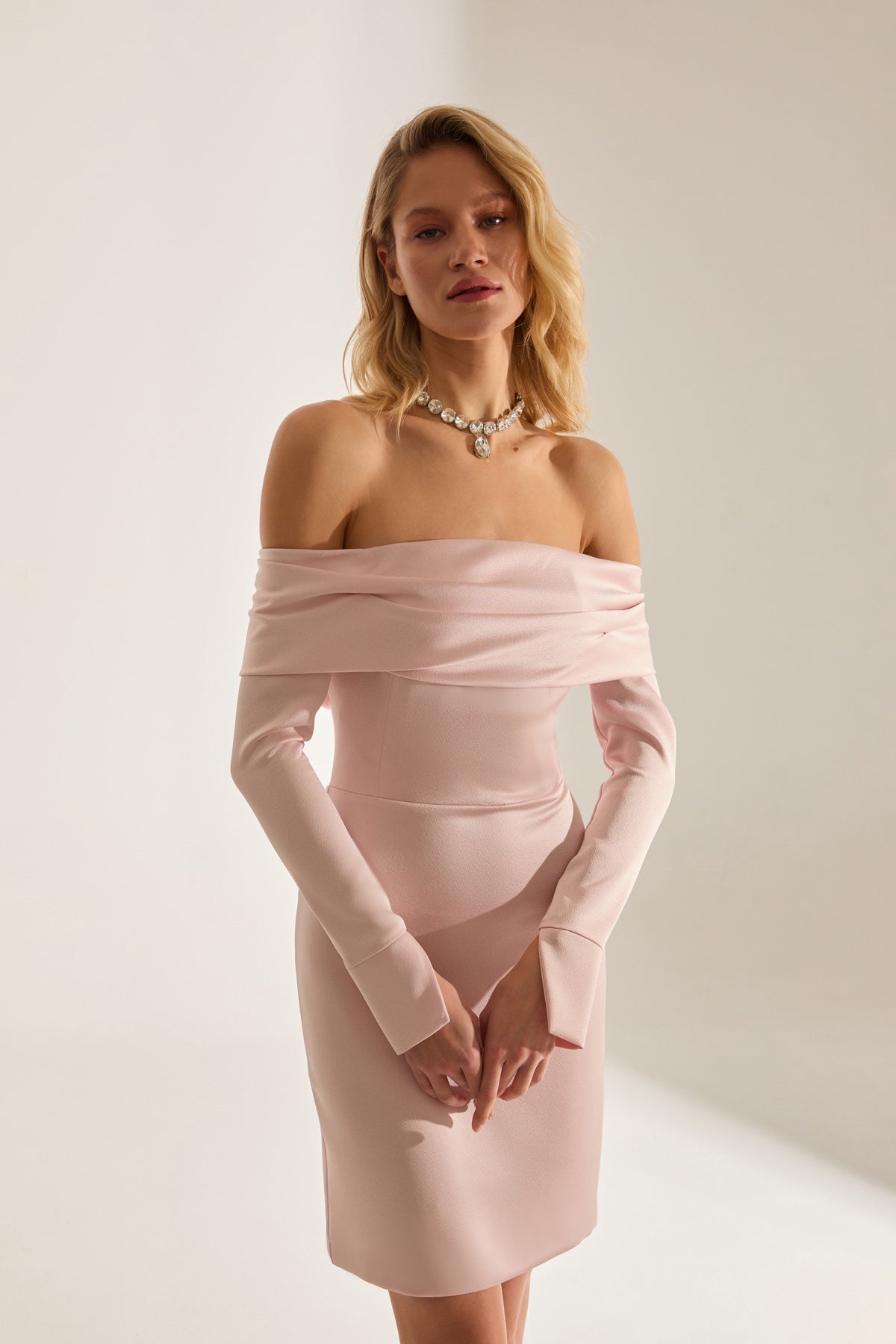 Sofia Off-Shoulder PINK Mini Wedding Dress
