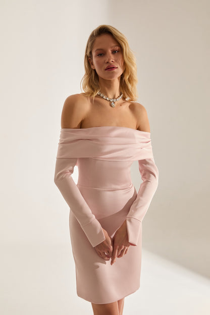 Sofia Off-Shoulder PINK Mini Wedding Dress