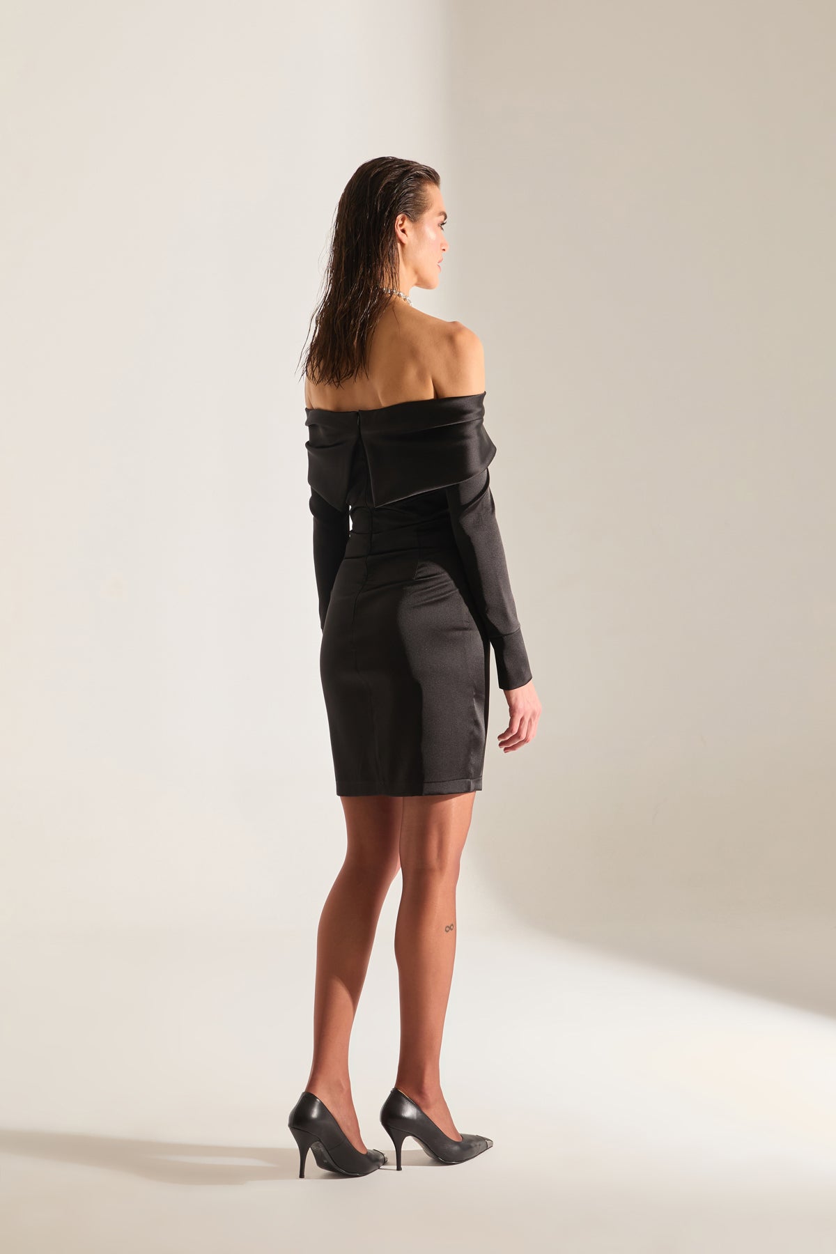 Sofia Off-Shoulder BLACK Mini Wedding Dress