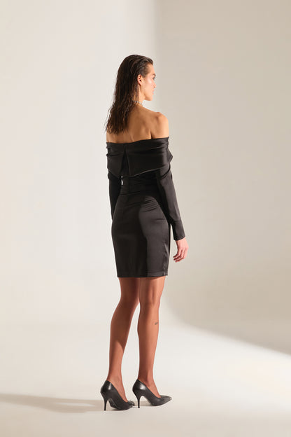 Sofia Off-Shoulder BLACK Mini Wedding Dress
