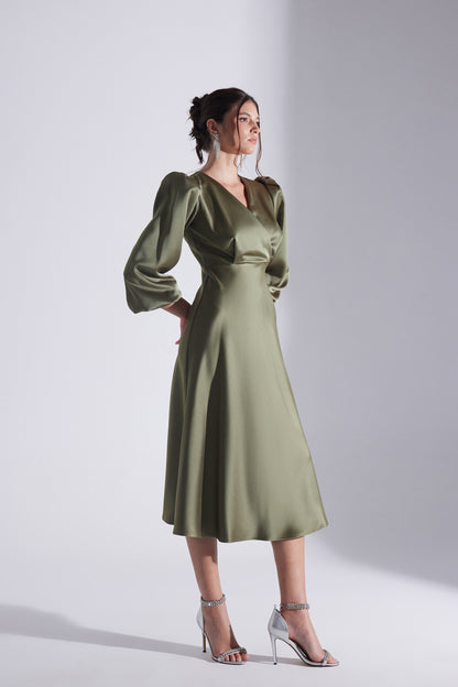 Merry HAKİ Double-Breasted Flared Dress