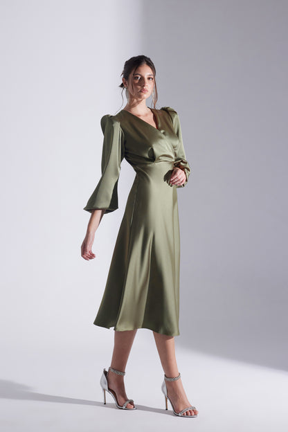 Merry HAKİ Double-Breasted Flared Dress