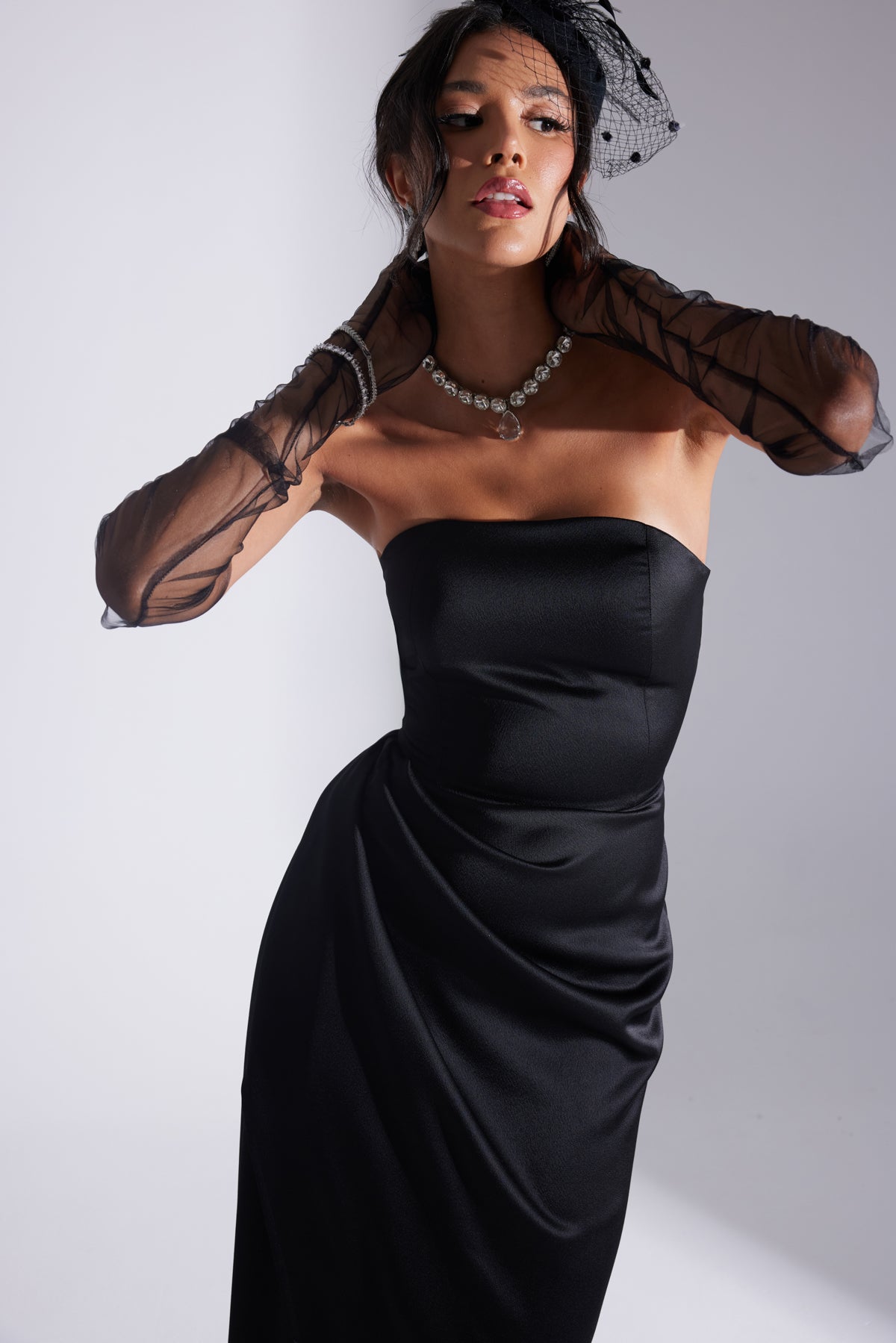 MORIE BLACK STRAPLESS EVENING DRESS