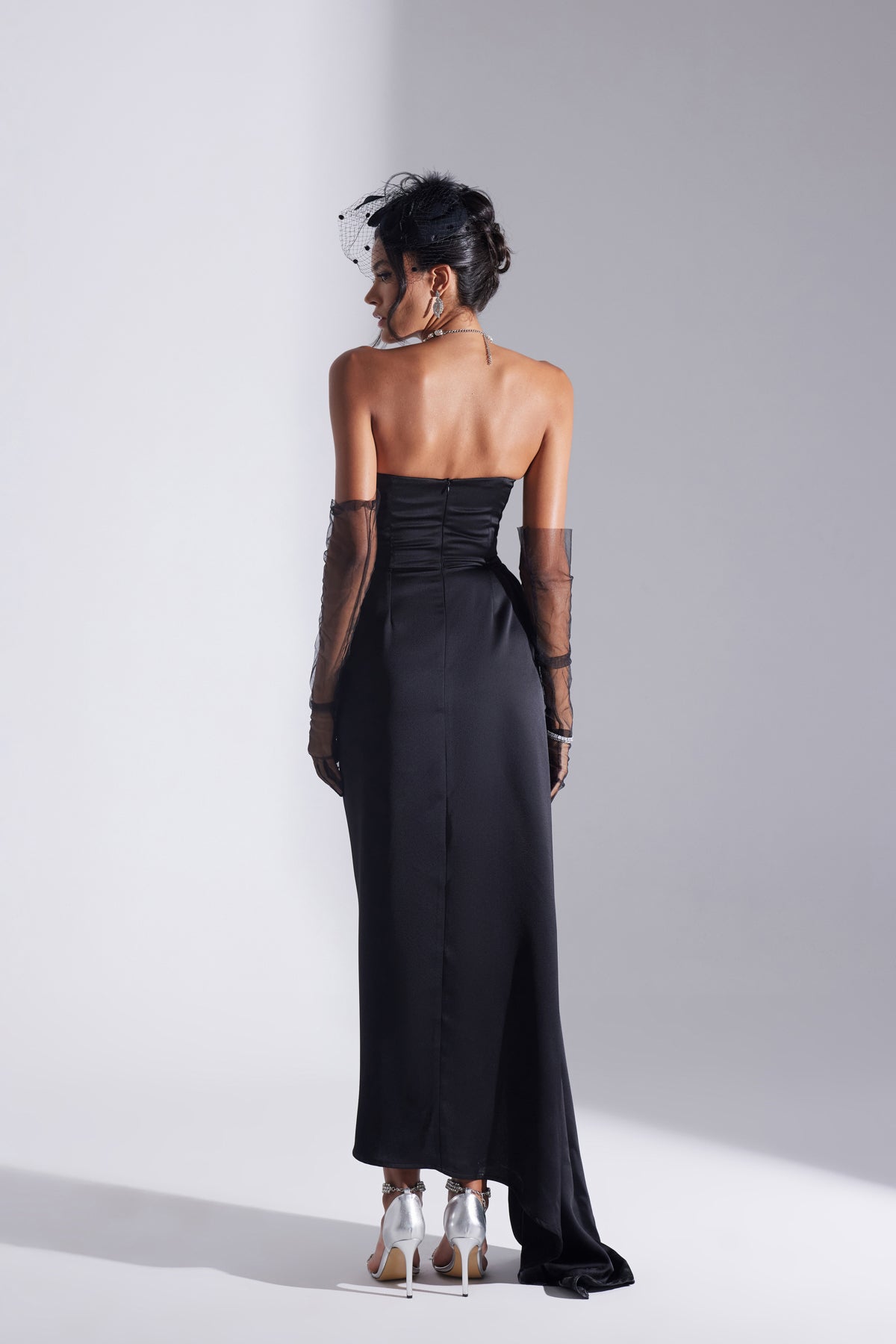 MORIE BLACK STRAPLESS EVENING DRESS