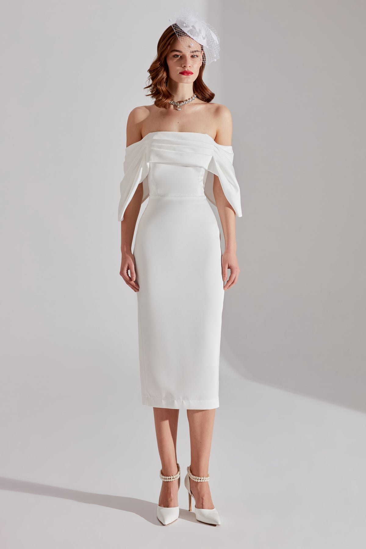 Feroa WHITE Off-Shoulder Dress