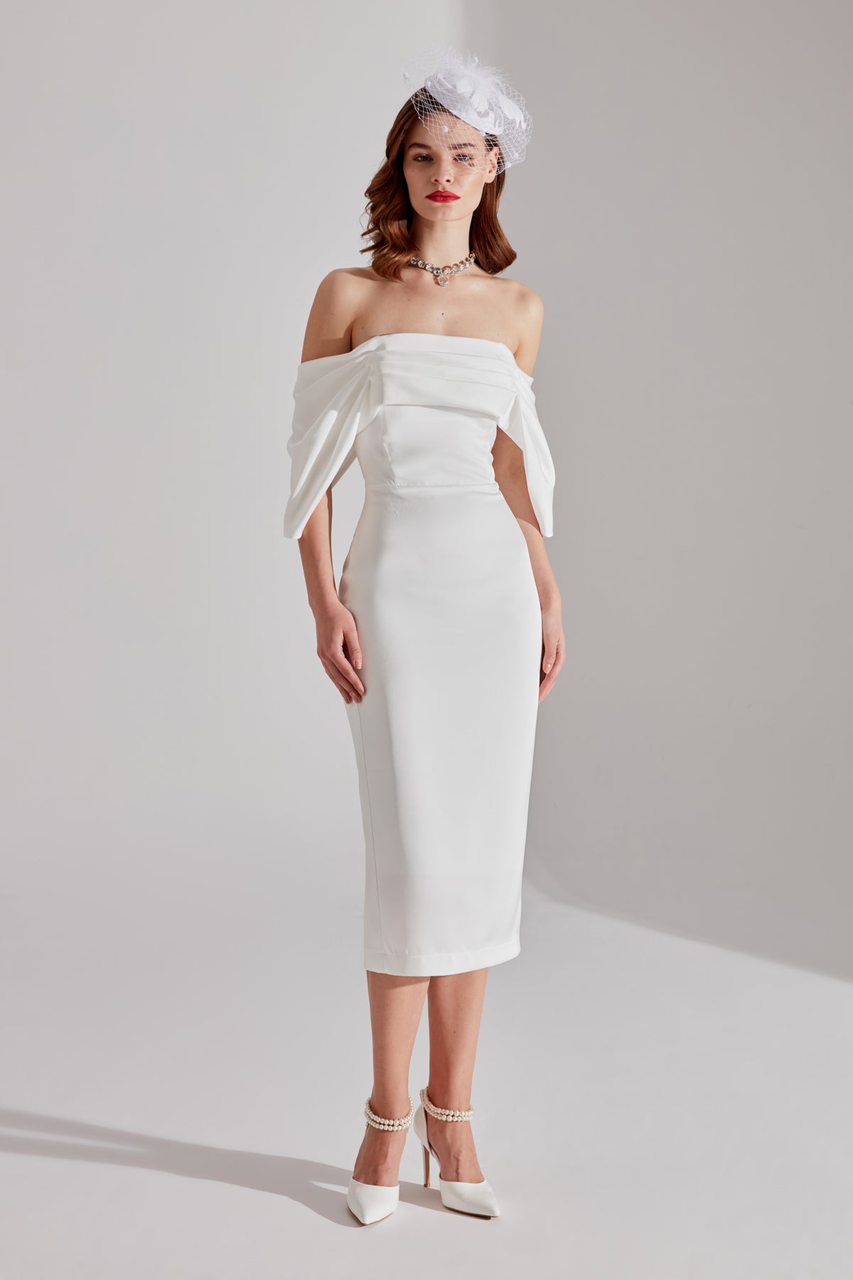 Feroa WHITE Off-Shoulder Dress