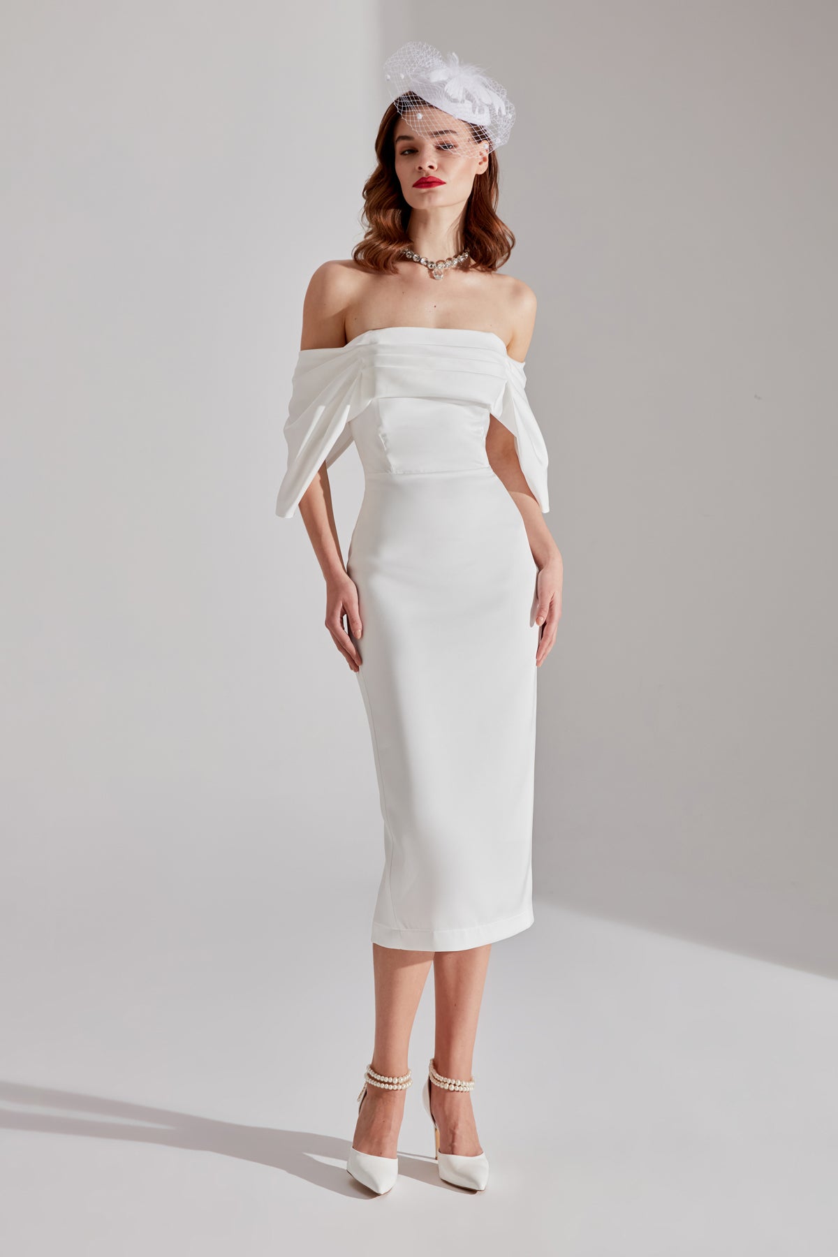 Feroa WHITE Off-Shoulder Dress