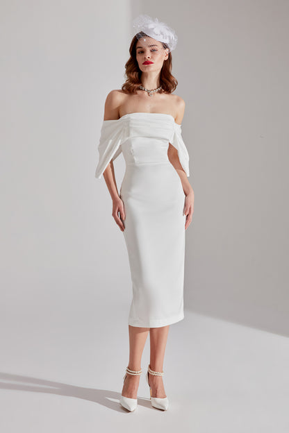 Feroa WHITE Off-Shoulder Dress