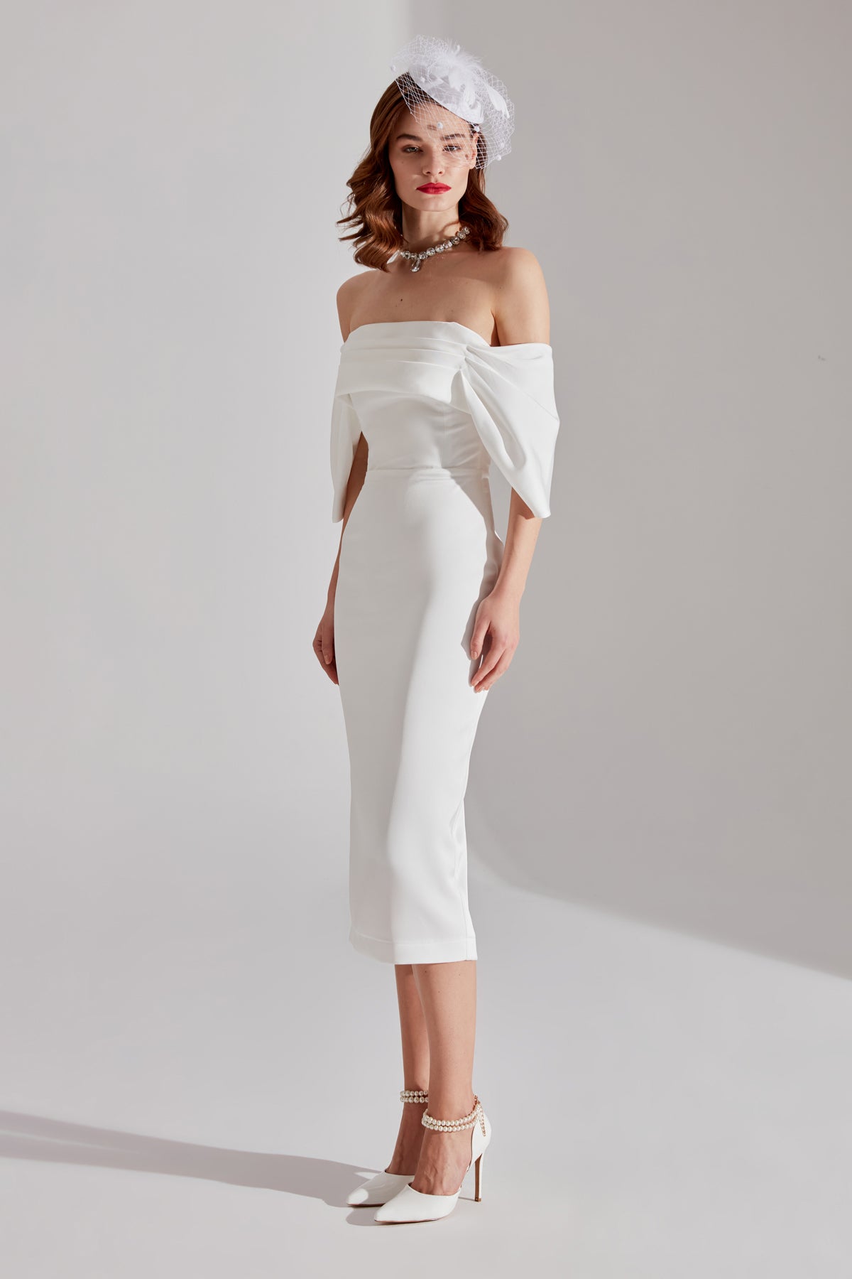 Feroa WHITE Off-Shoulder Dress