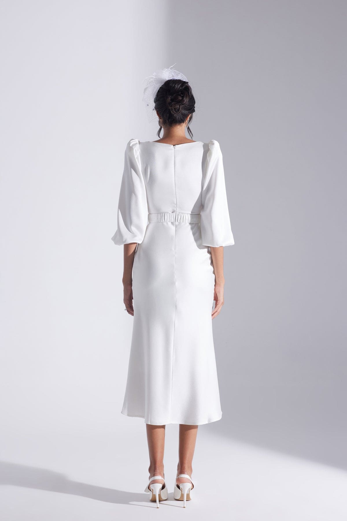 Diana Stone Belted WHITE Dress