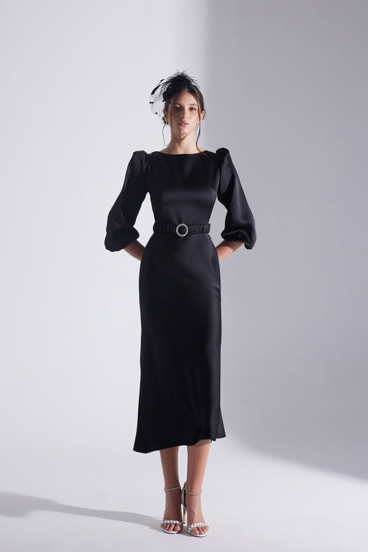 Diana Stone Belted BLACK Dress