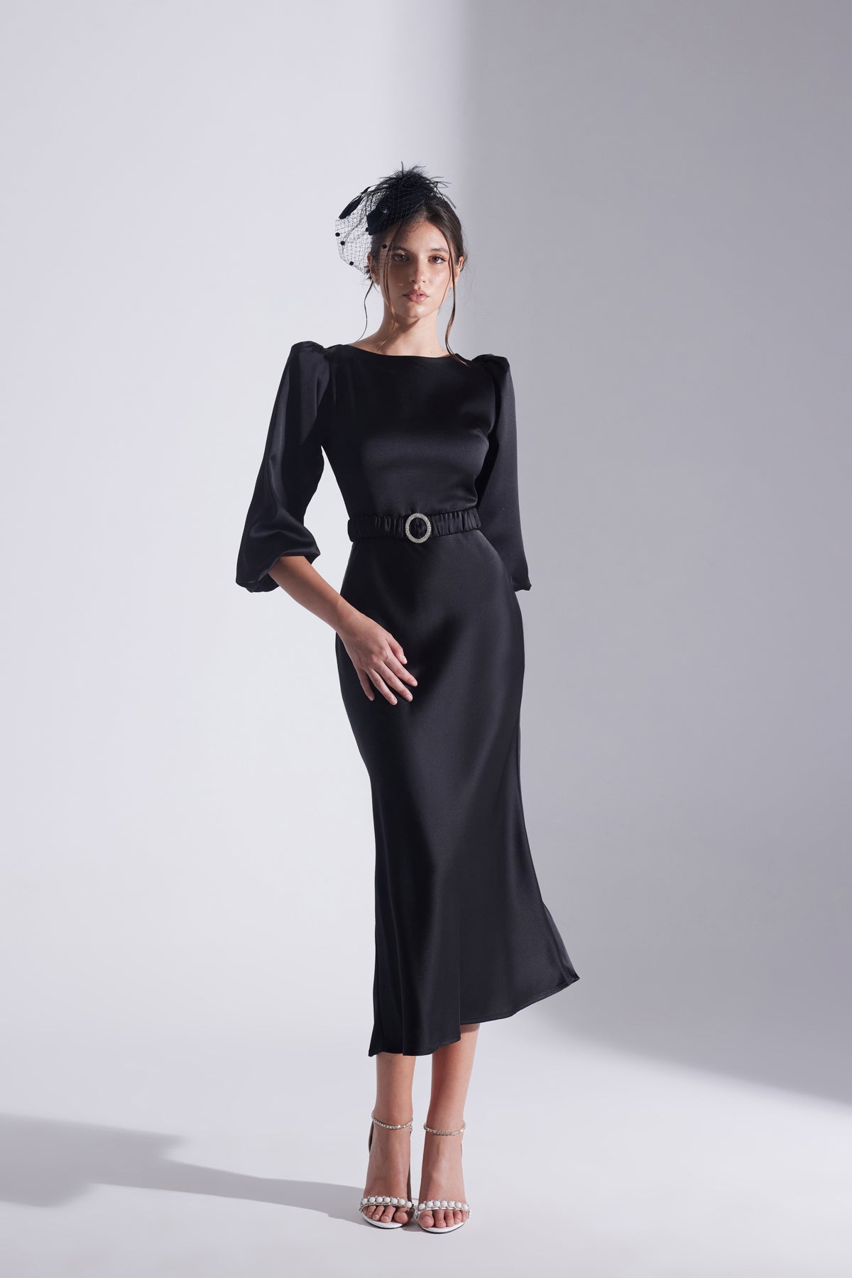 Diana Stone Belted BLACK Dress