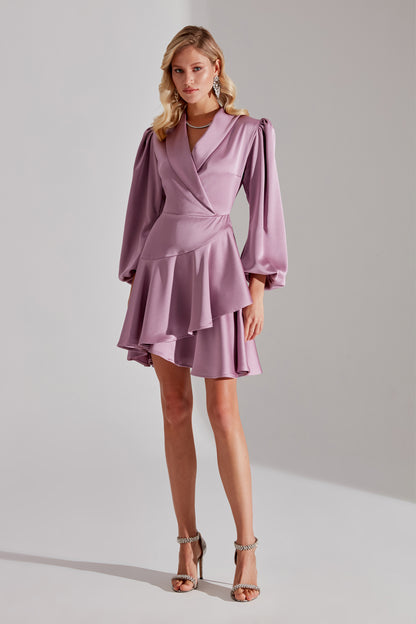 HANNAH DARK PURPLE RUFFLED ENGAGEMENT DRESS