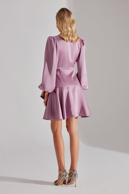 HANNAH DARK PURPLE RUFFLED ENGAGEMENT DRESS