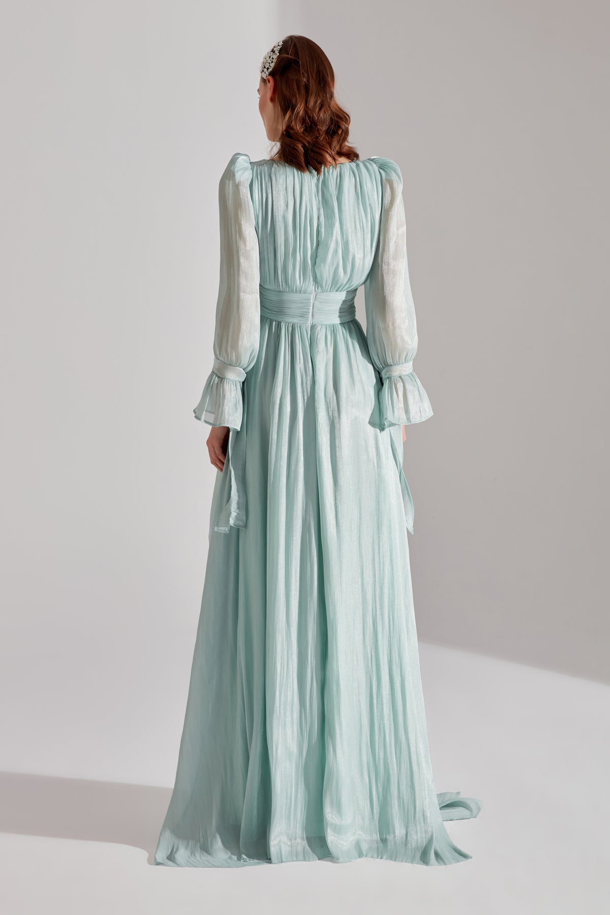 ANIKA Green Split V-Neck Evening Dress