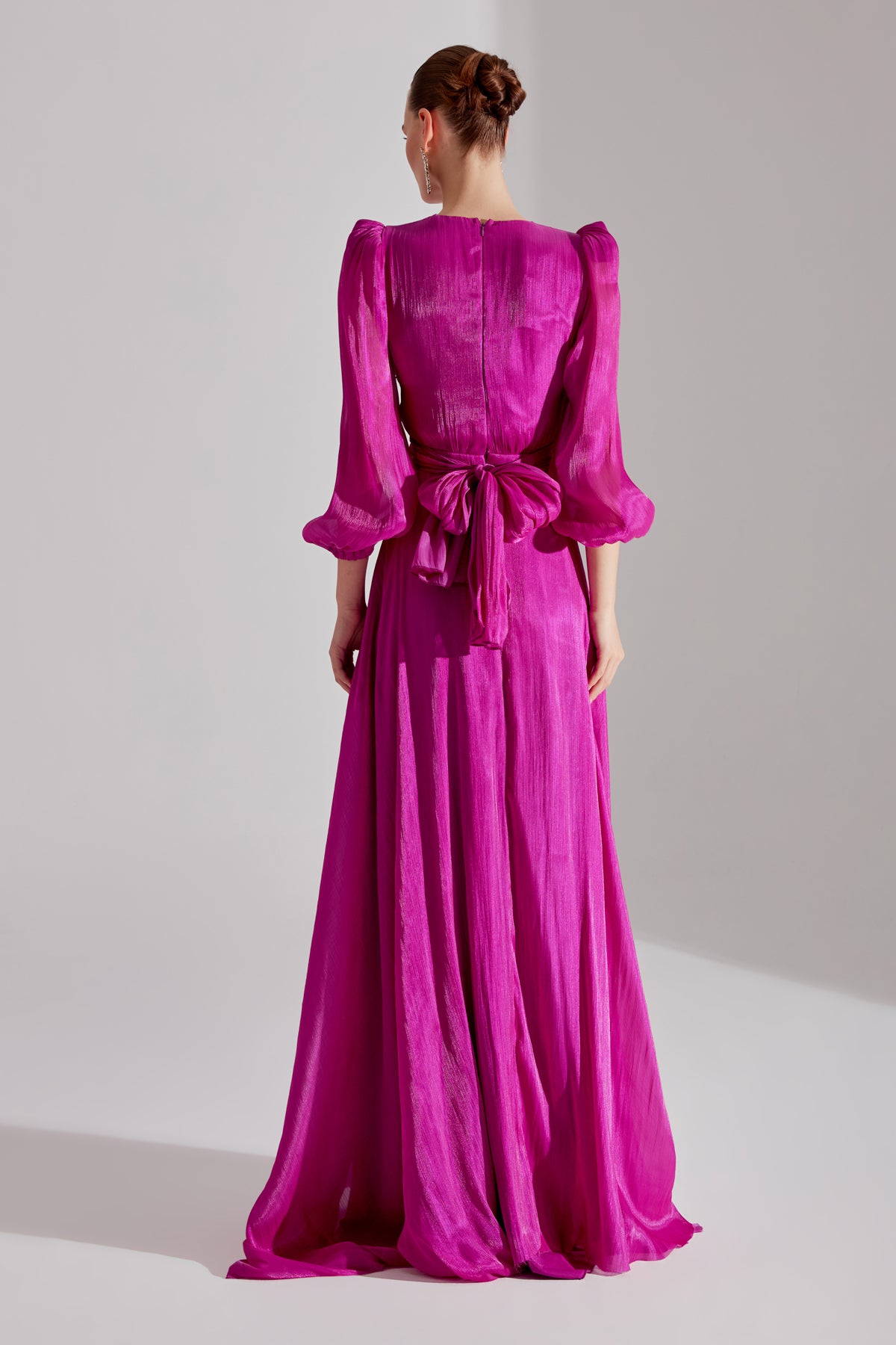 POLINA Fuchsia Ballonärmel Kleid
