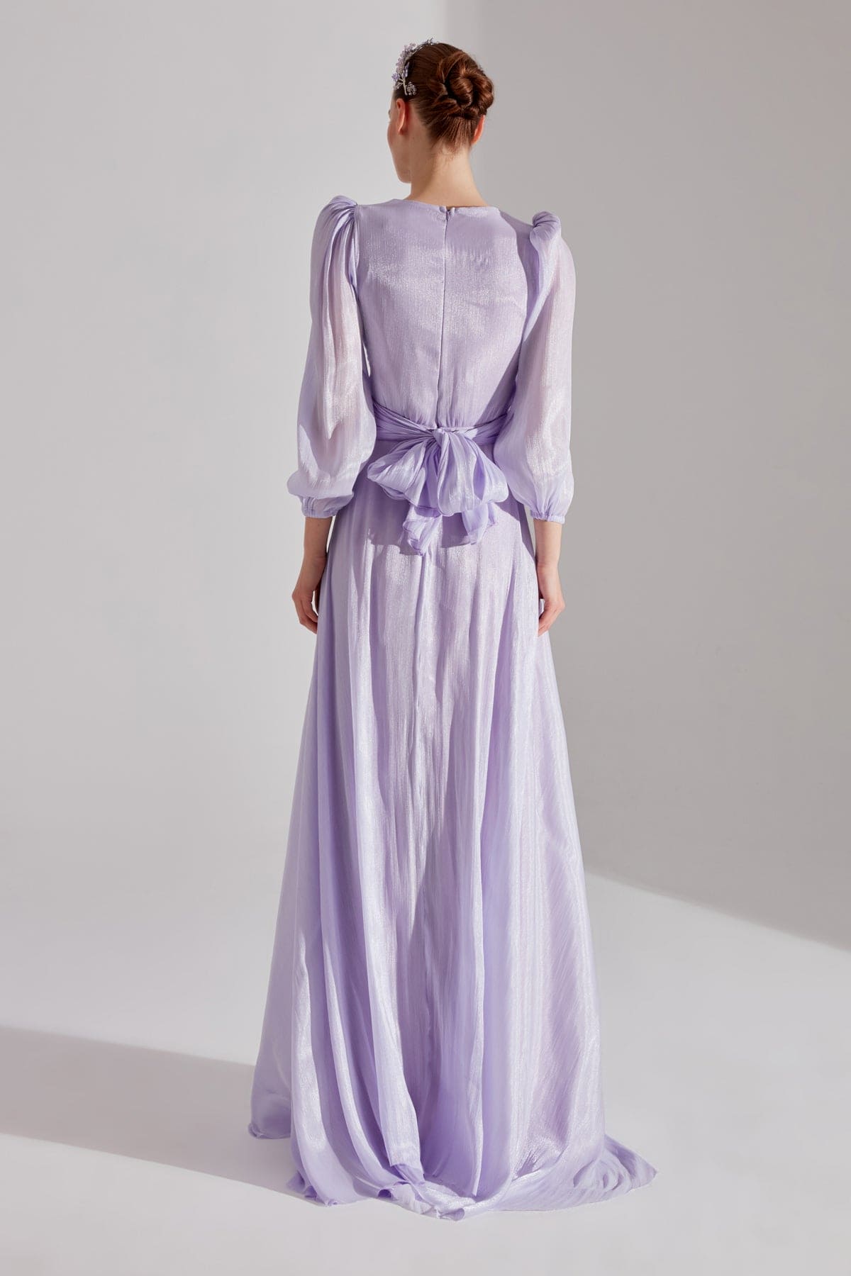 POLINA Lila Balloon Sleeve Flared Dress