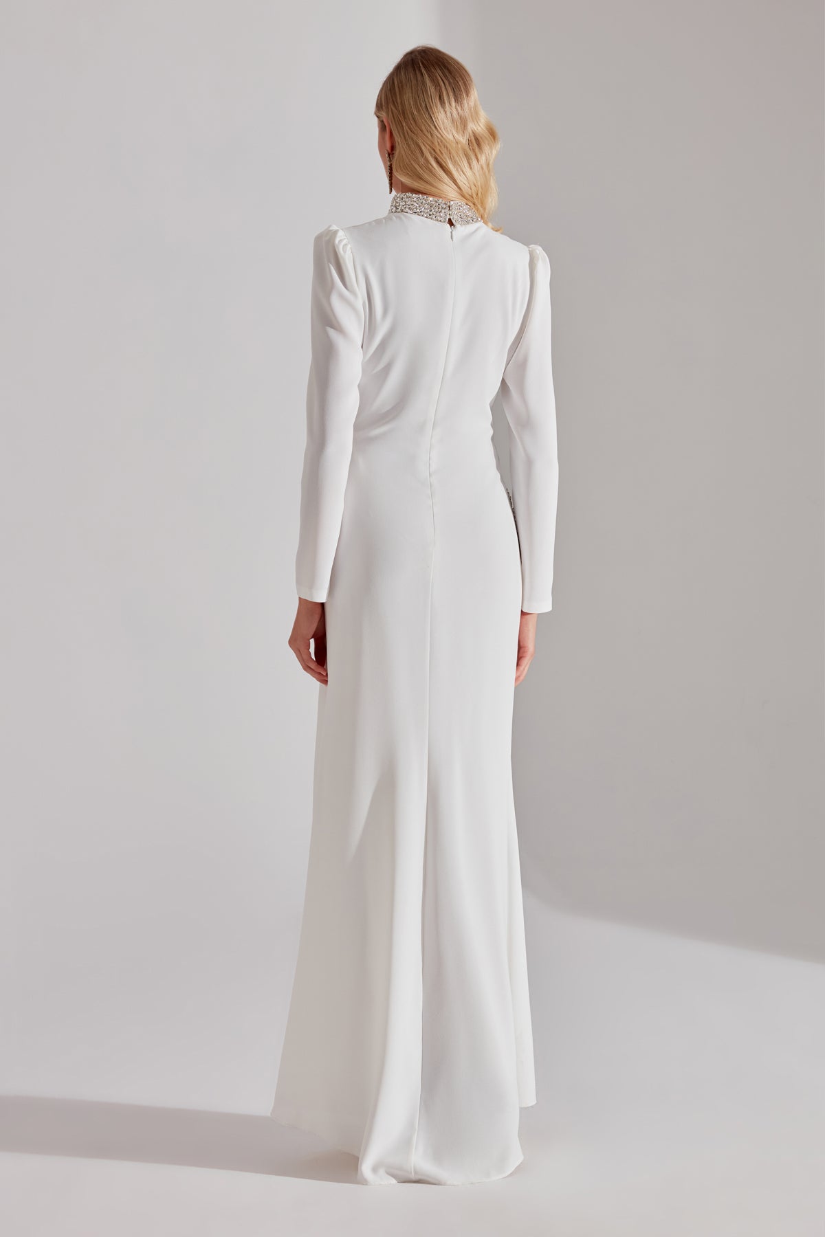 LUNA Weißer Steinverzierter Abendkleid