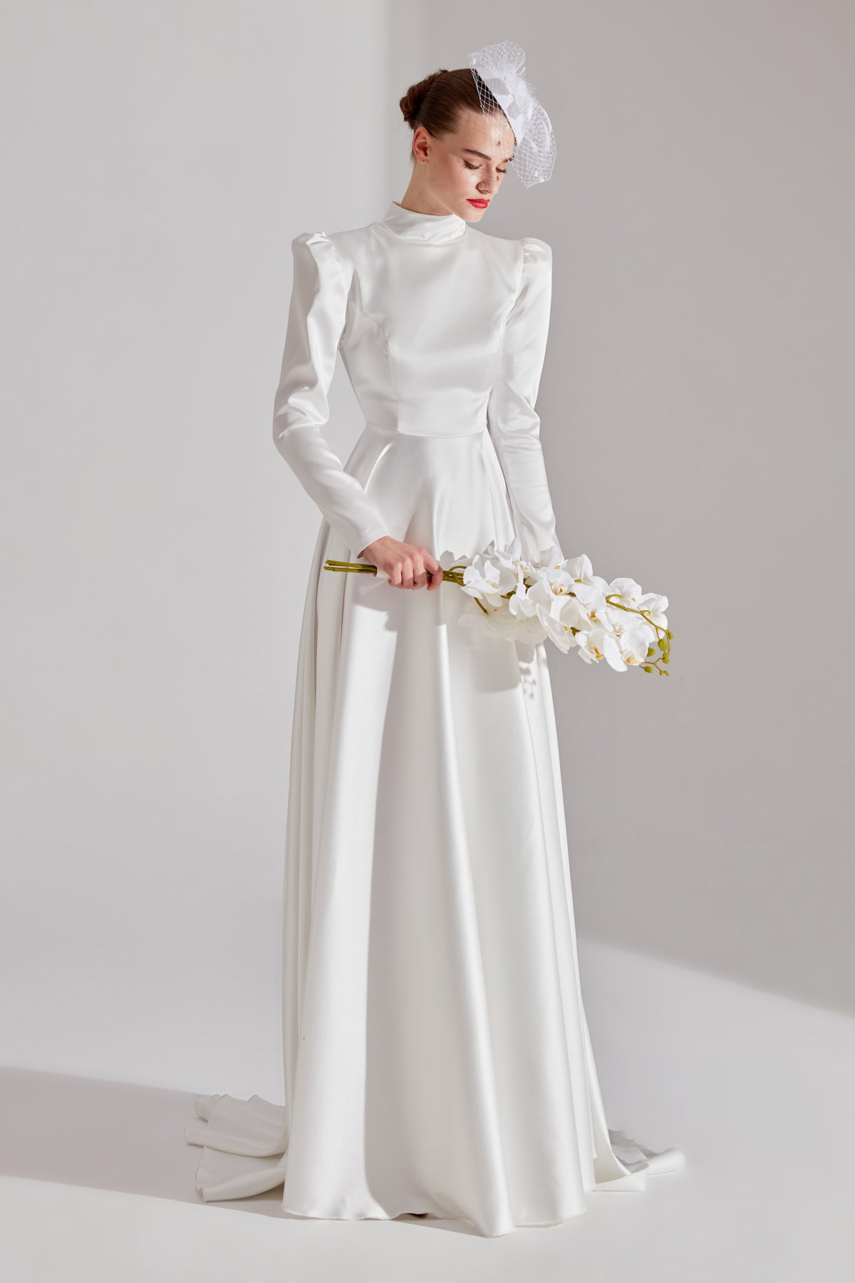 EMMA JACKET COLLAR WHITE WEDDING DRESS
