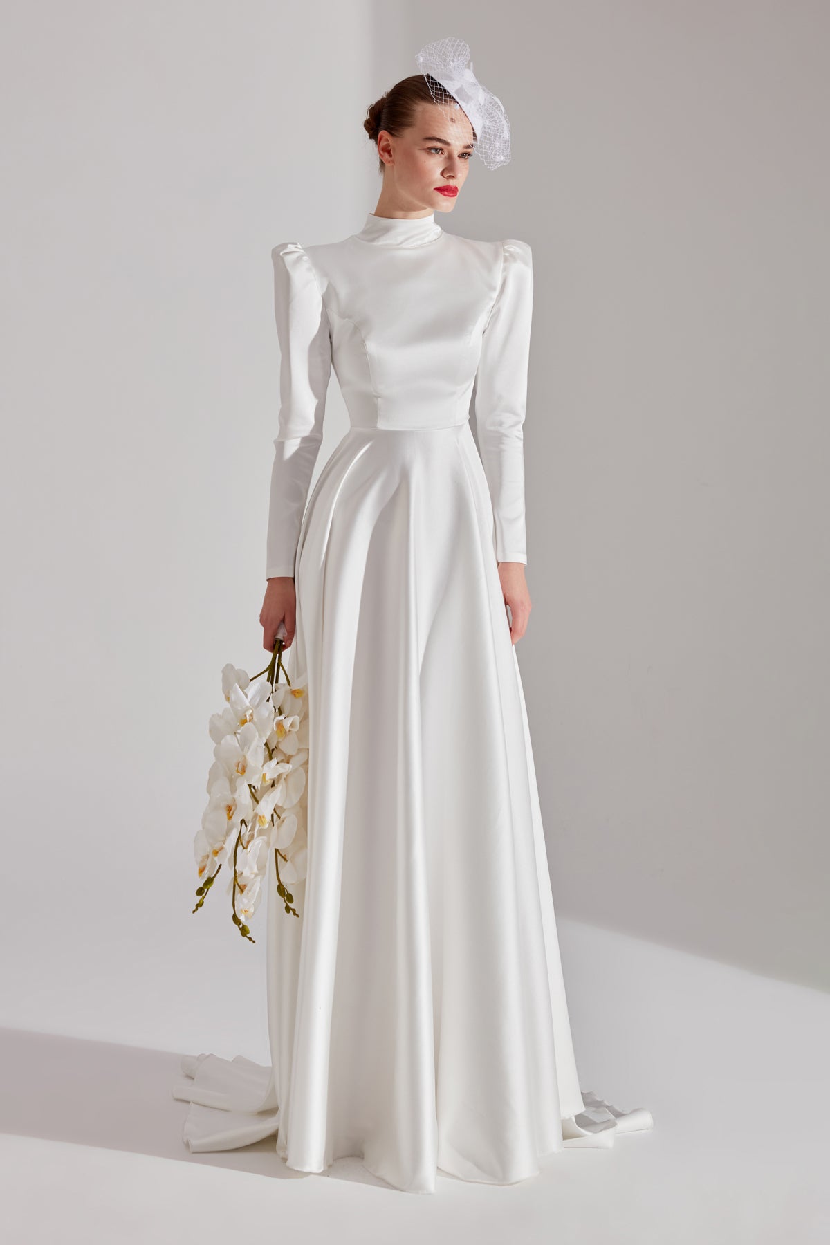 EMMA JACKET COLLAR WHITE WEDDING DRESS