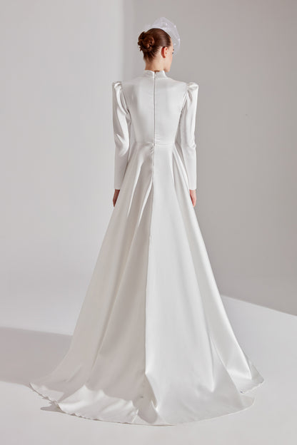 EMMA JACKET COLLAR WHITE WEDDING DRESS