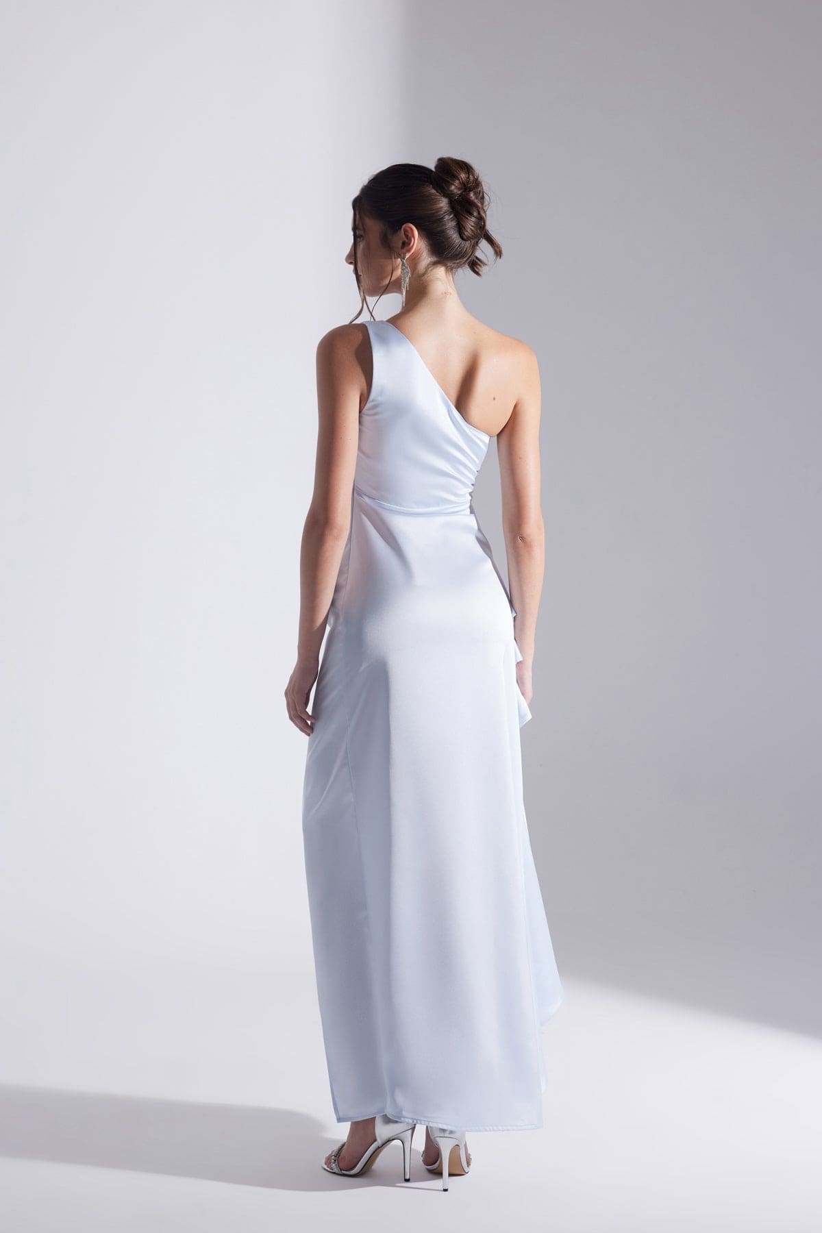 MARIANA One Shoulder Slit Ruffled LIGHT BLUE Evening Dress
