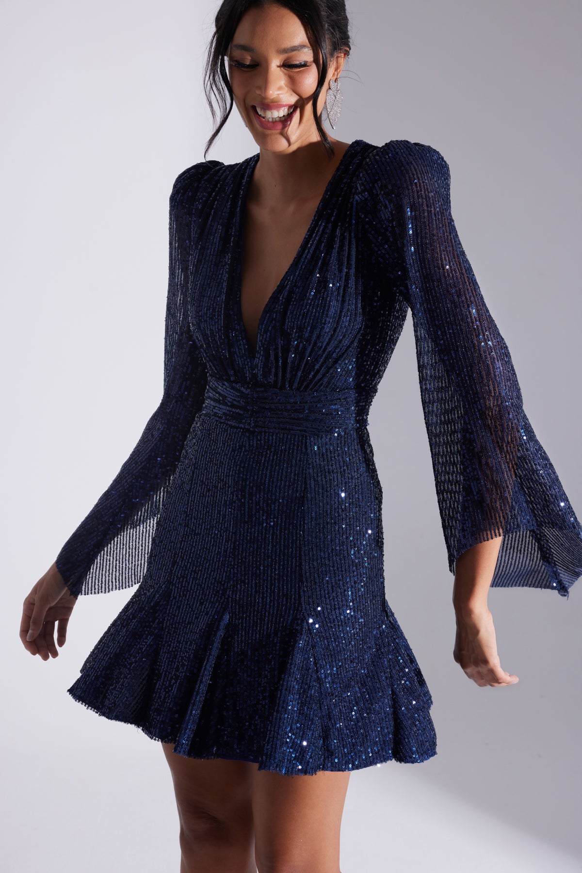 GABRIELLA DARK BLUE MINI DRESS