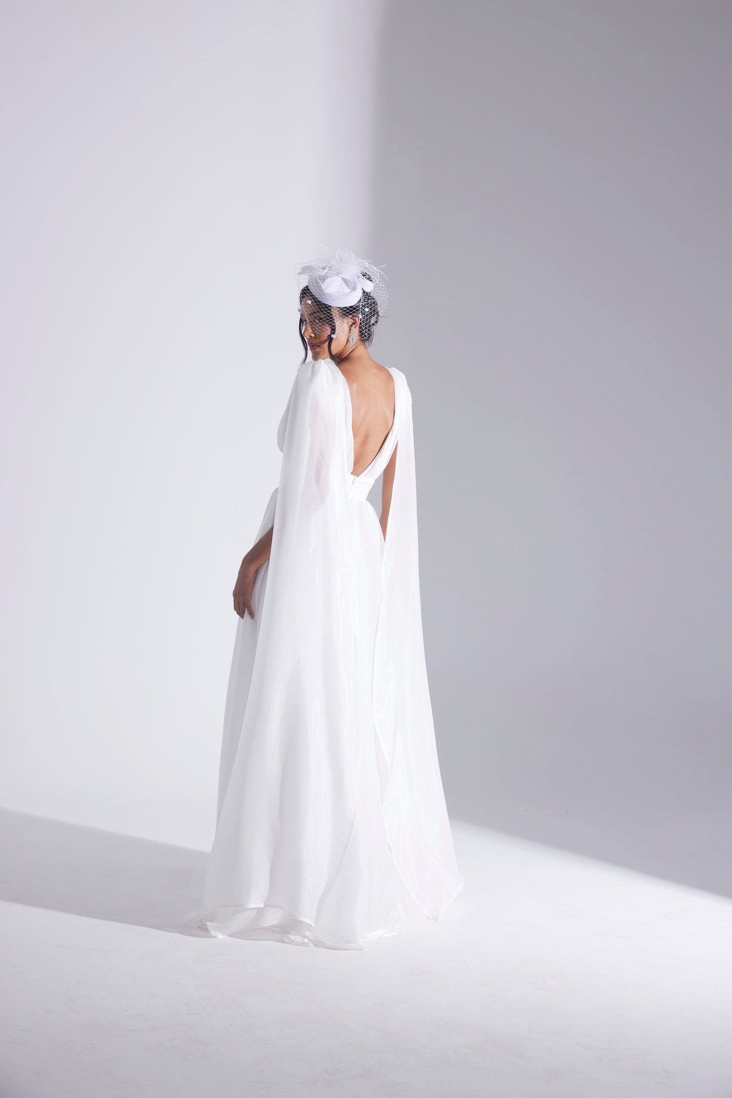 EMILY WHITE A-LINE EVENING DRESS