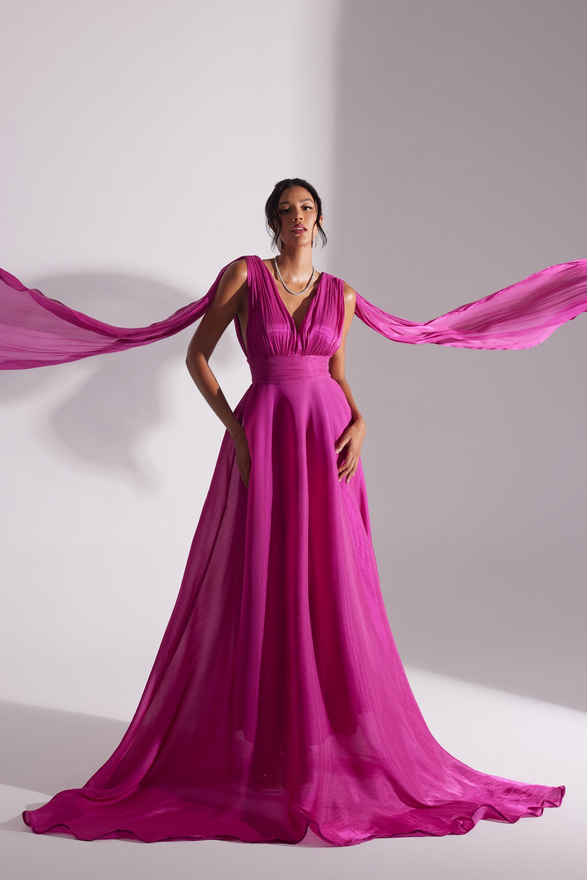 EMILY FUCHSIA A-LINE EVENING DRESS
