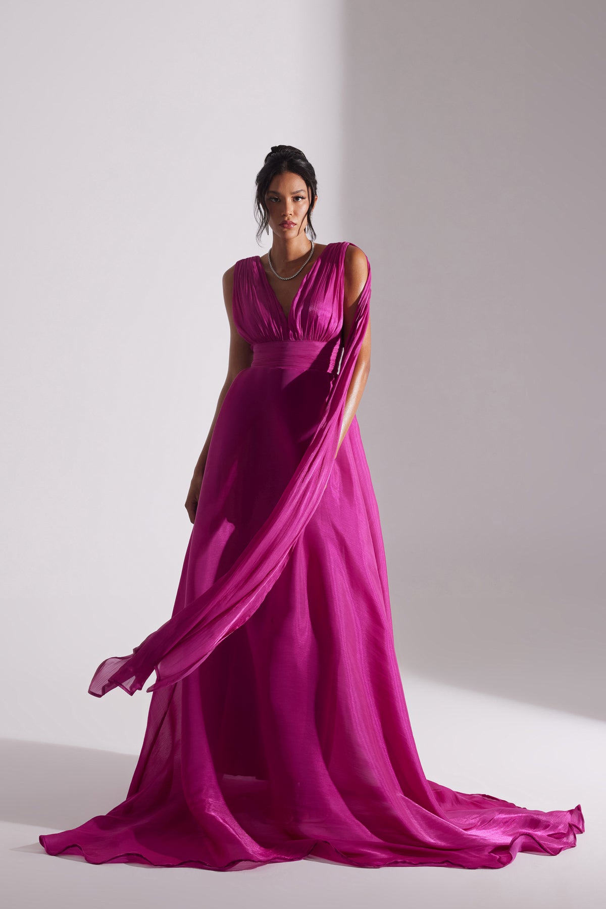EMILY FUCHSIA A-LINE EVENING DRESS