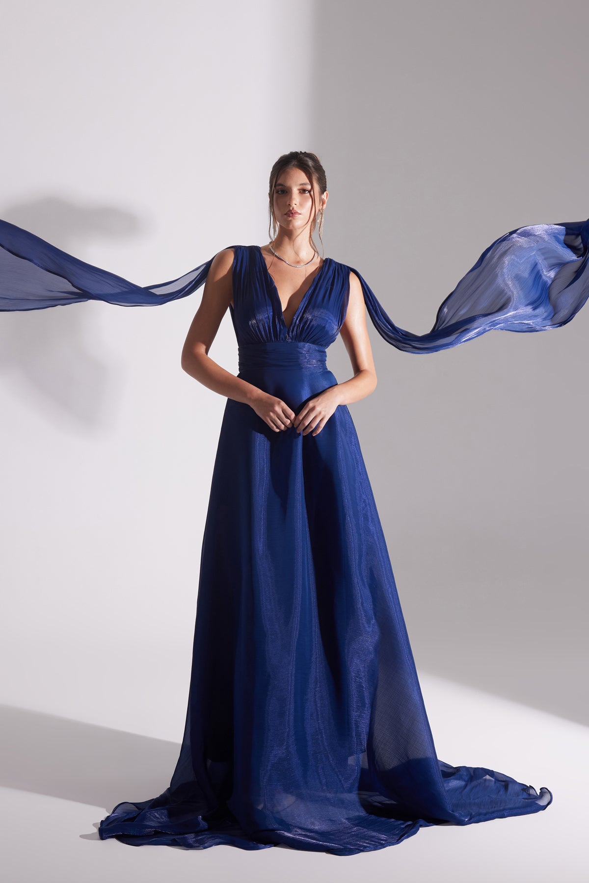 EMILY DARK BLUE A-LINE EVENING DRESS