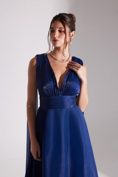 EMILY DARK BLUE A-LINE EVENING DRESS