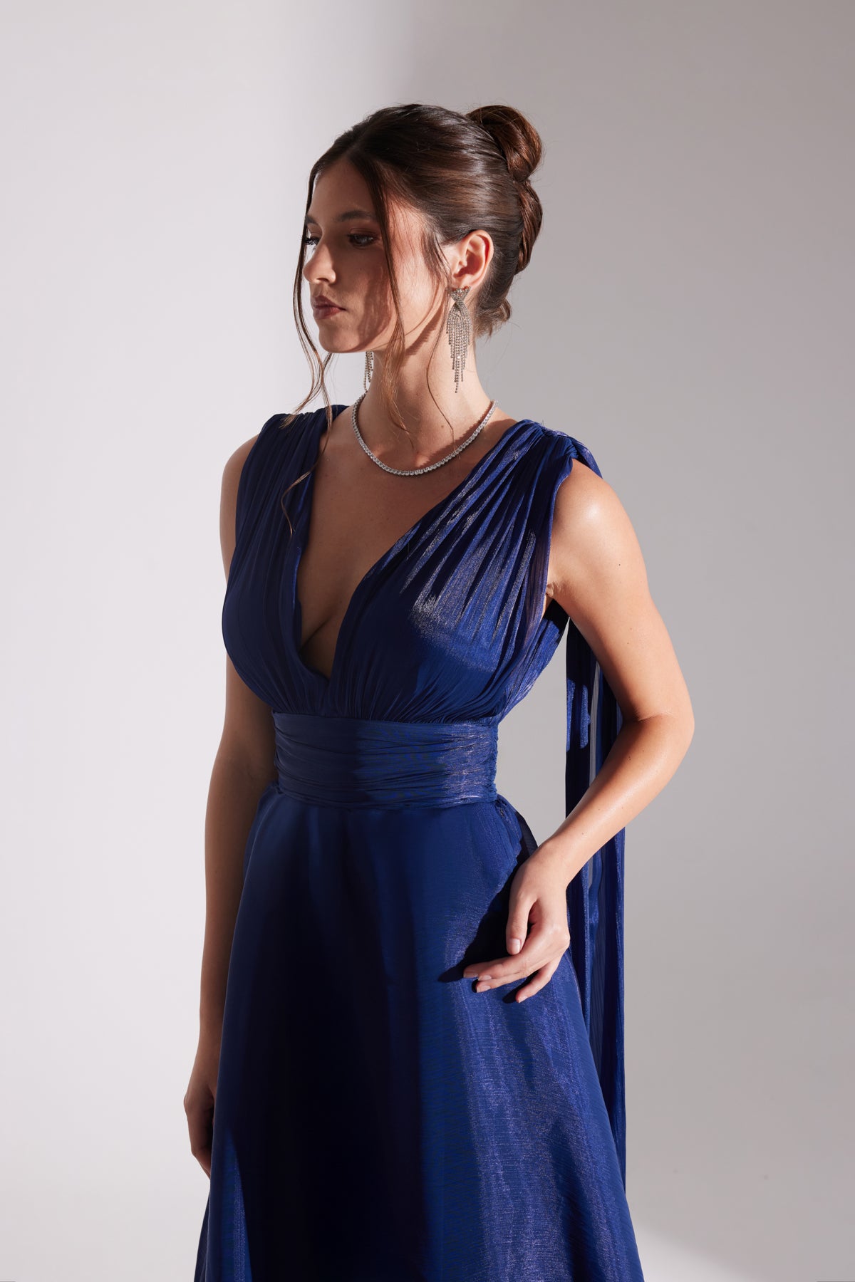 EMILY DARK BLUE A-LINE EVENING DRESS